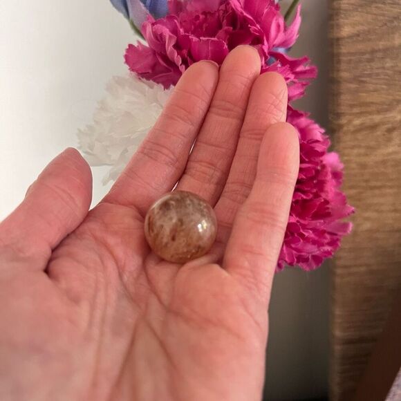 Golden Rutilated Quartz Marble Sphere (#9) - Picture 2 of 10